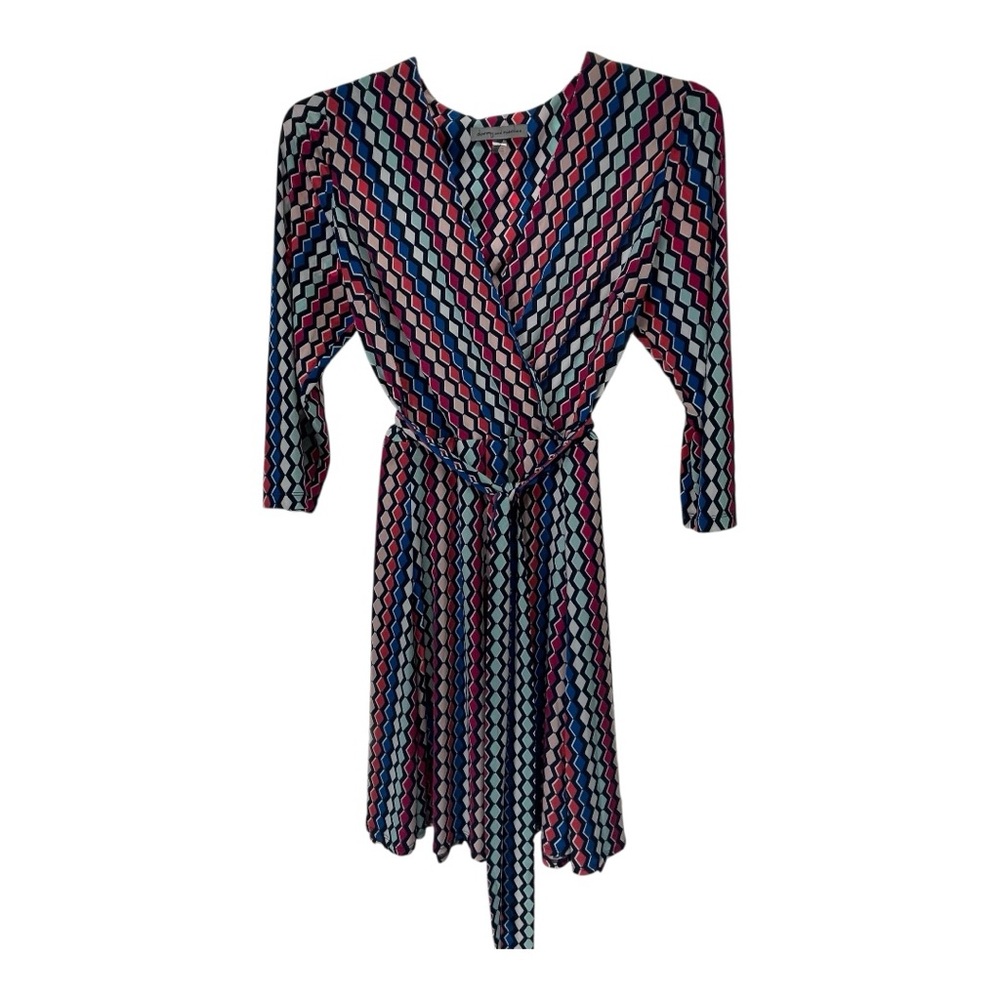 Danny & Nicole Pink and Blue A-Line Wrap Dress